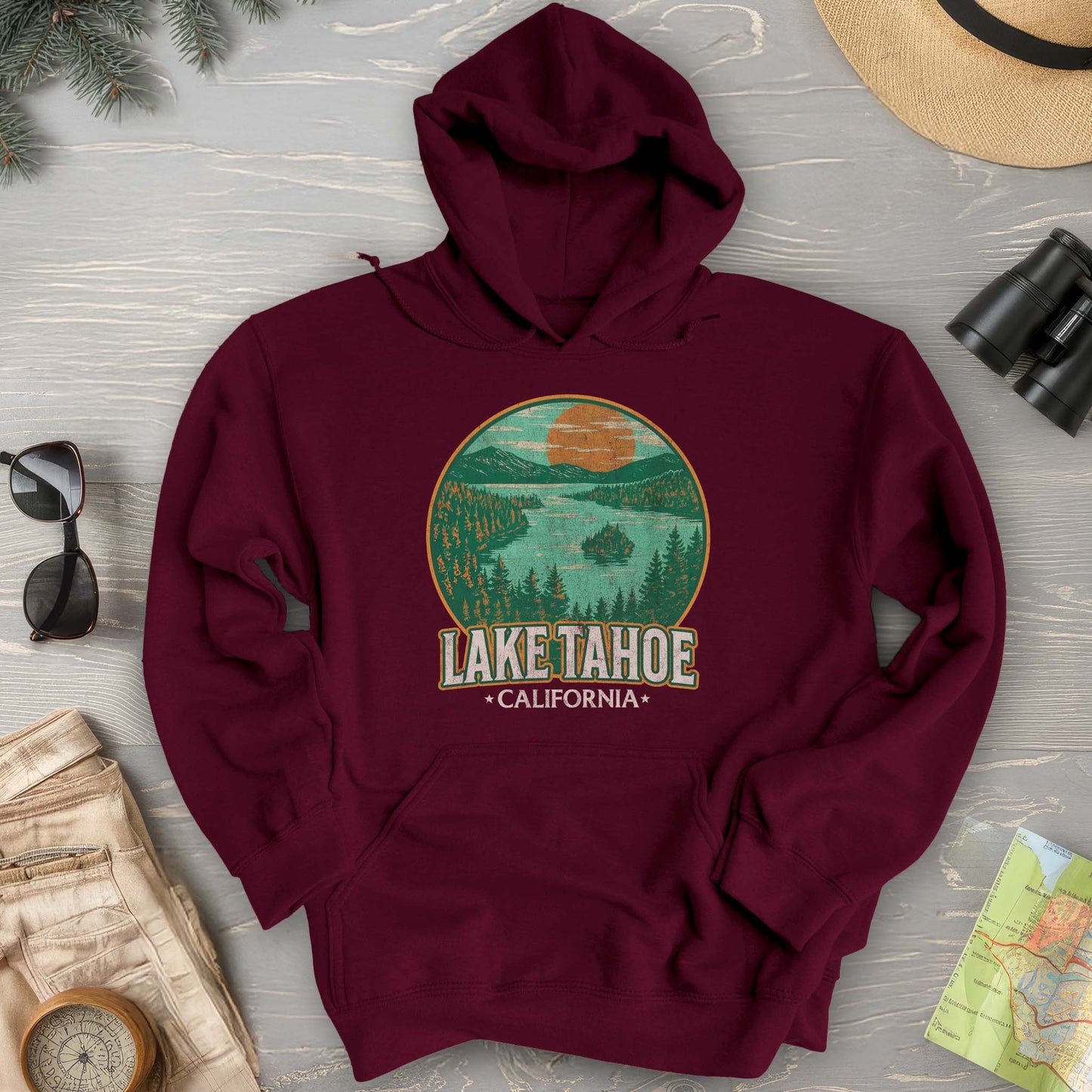 Lake Tahoe Retro Emerald Bay Hoodie