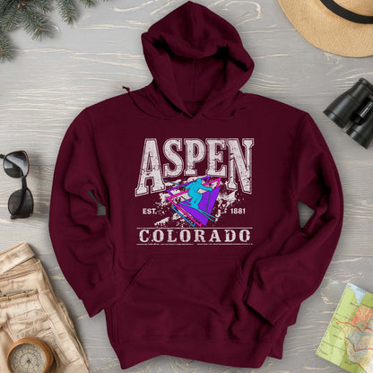 Aspen Colorado Retro 80's Skier Hoodie
