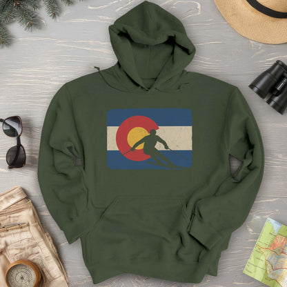 Colorado Flag Skier Hoodie