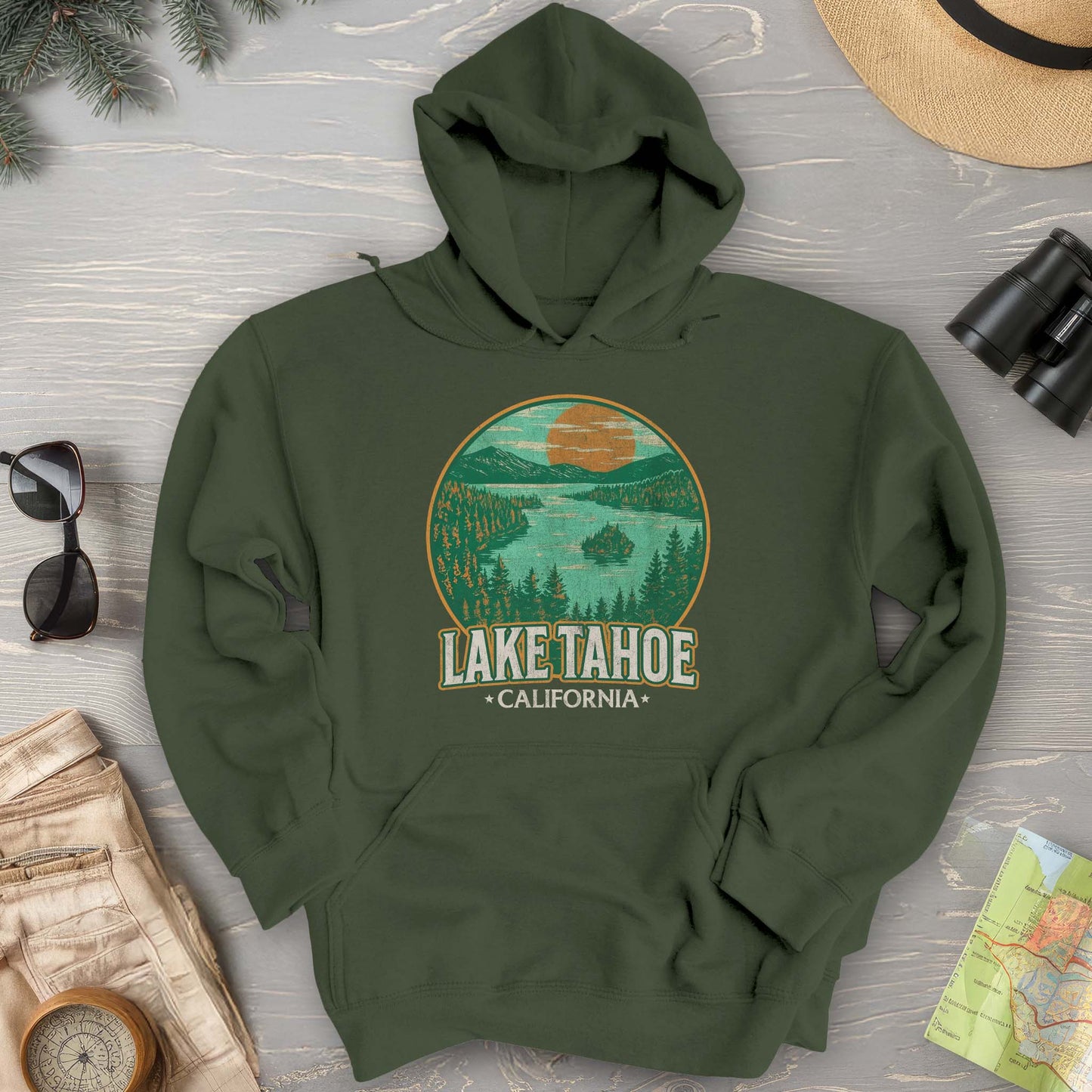 Lake Tahoe Retro Emerald Bay Hoodie