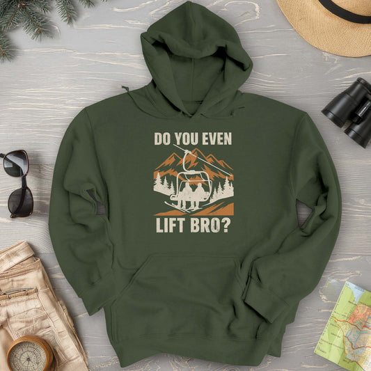 Funny "Do You Even Lift Bro" Ski Lift Hoodie