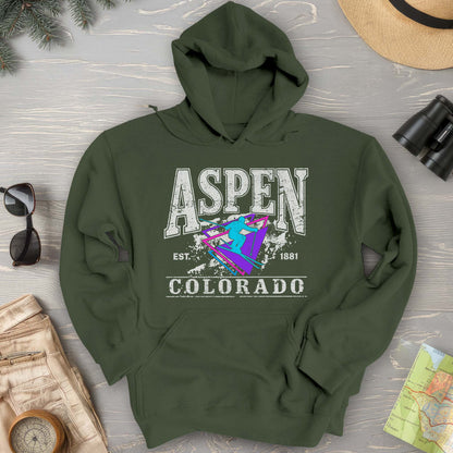 Aspen Colorado Retro 80's Skier Hoodie