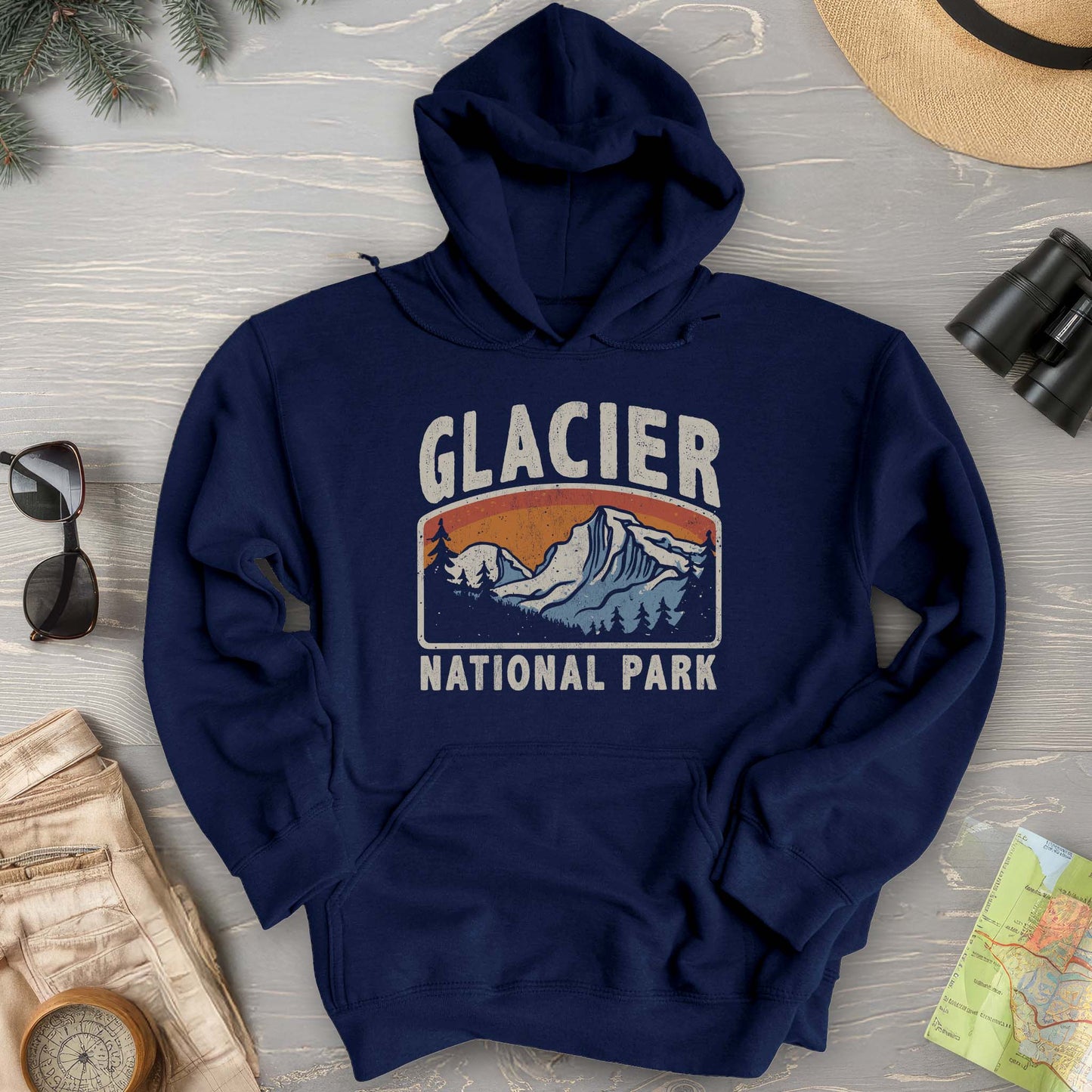 Glacier National Park "Vintage Mountain" Hoodie