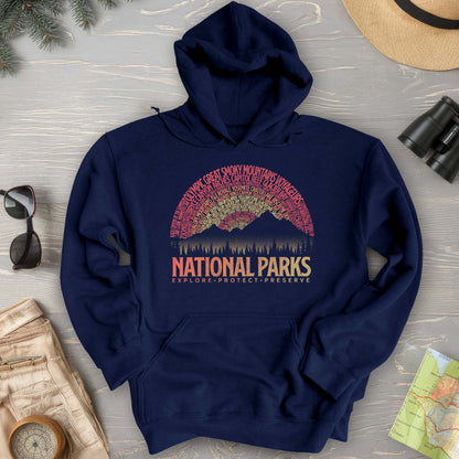 National Parks Word Art "Vintage Sunset" Hoodie