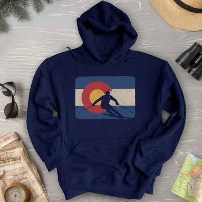 Colorado Flag Skier Hoodie