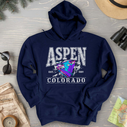 Aspen Colorado Retro 80's Skier Hoodie