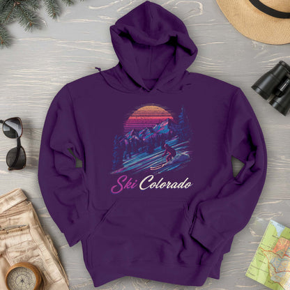 Ski Colorado Retro Sunset Hoodie