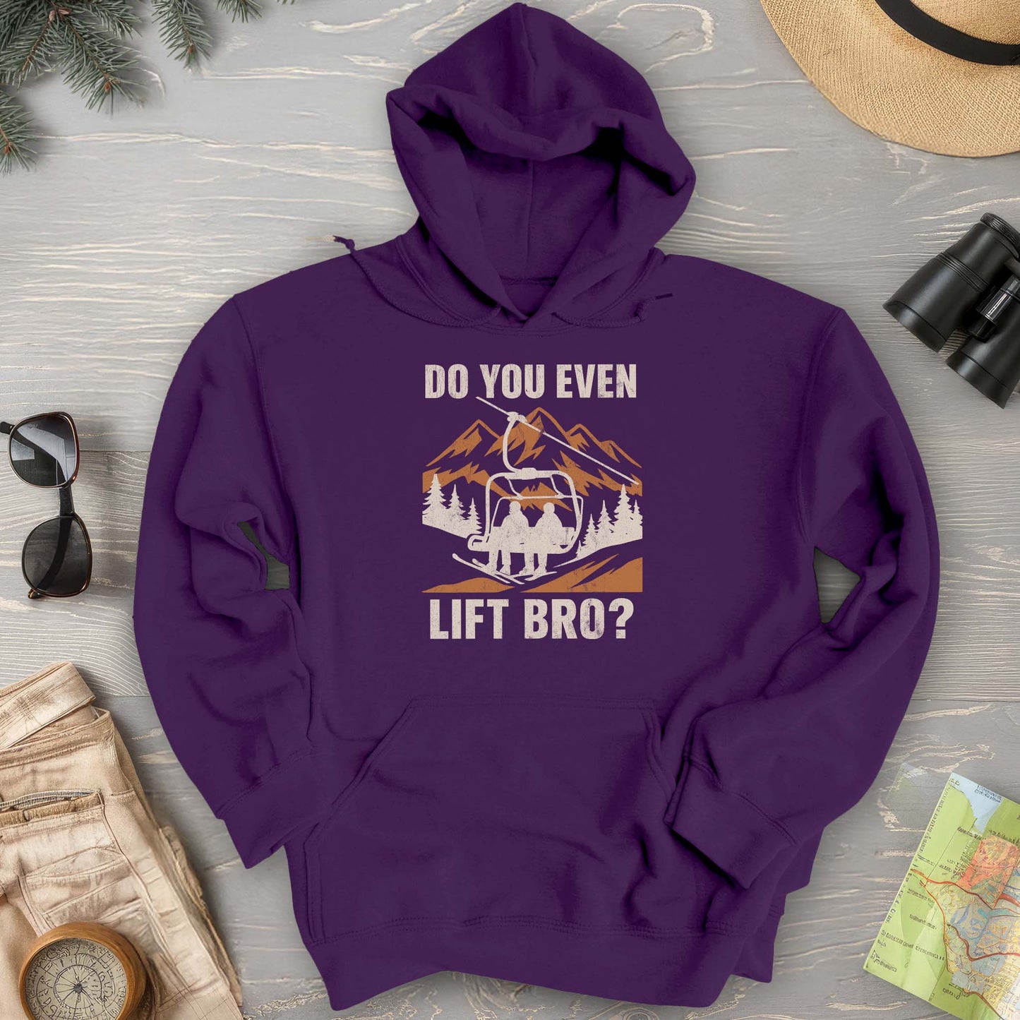Funny "Do You Even Lift Bro" Ski Lift Hoodie