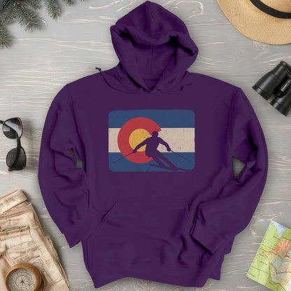 Colorado Flag Skier Hoodie