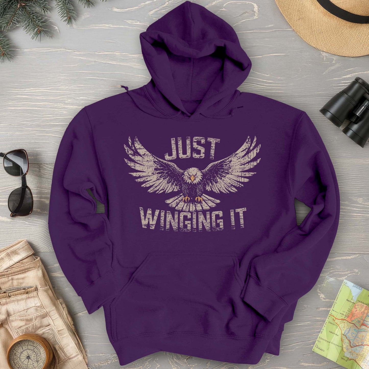 Just Winging It Distressed Hoodie