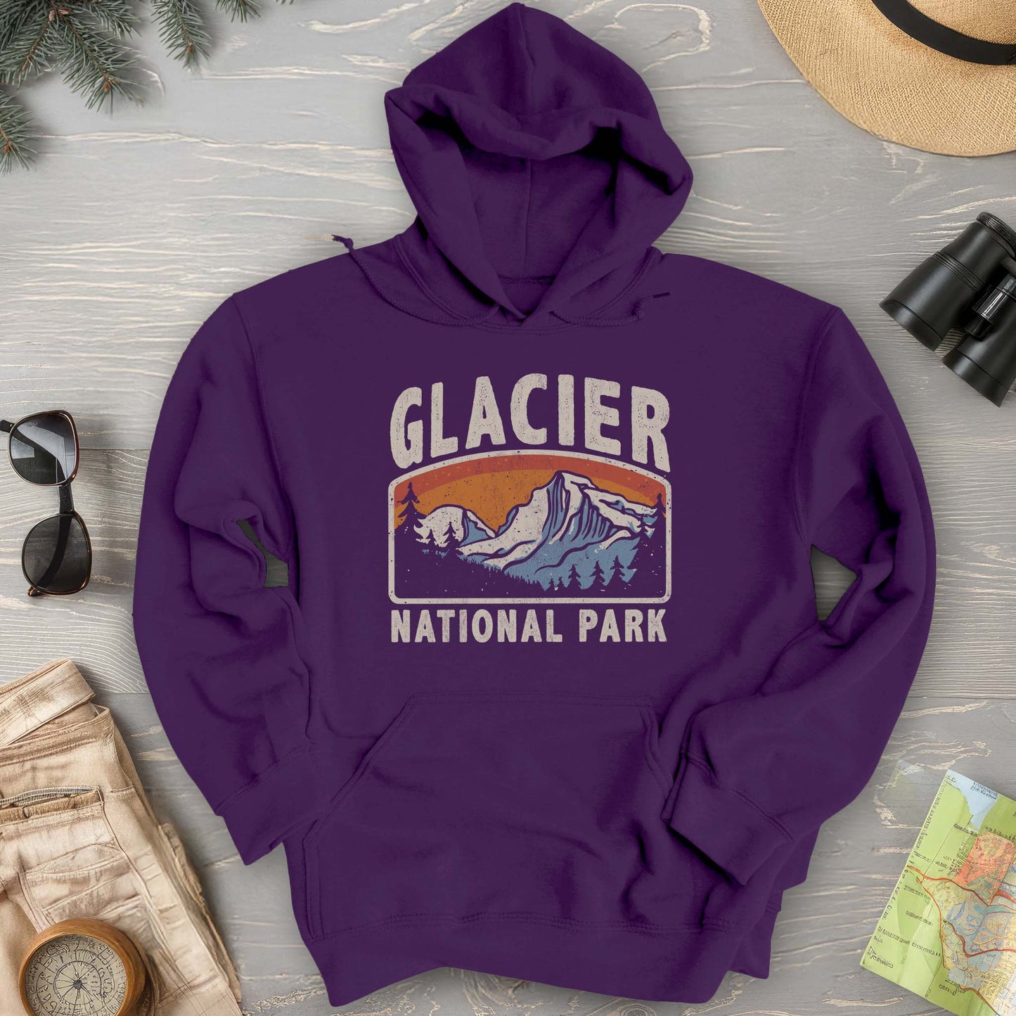 Glacier National Park "Vintage Mountain" Hoodie