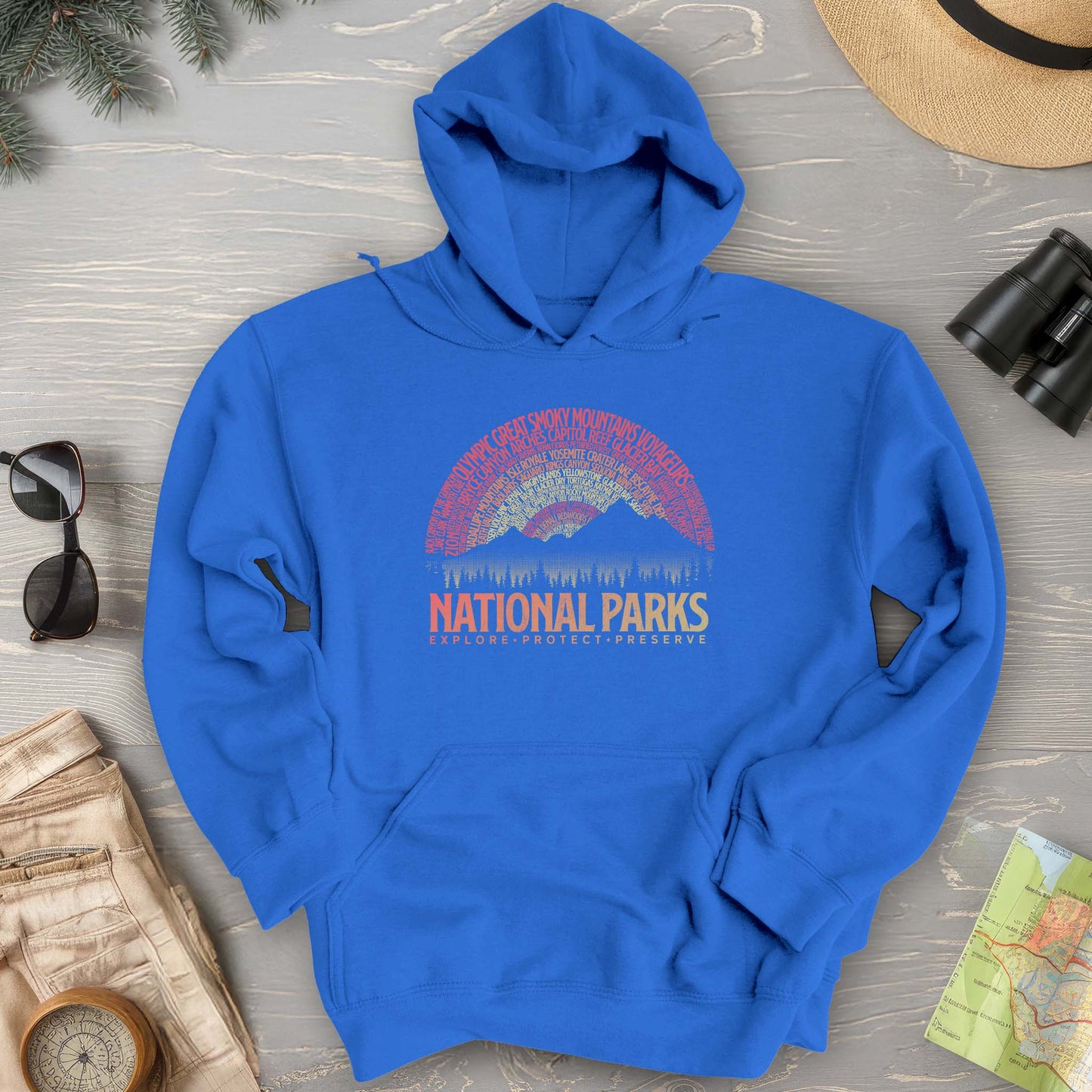 National Parks Word Art "Vintage Sunset" Hoodie