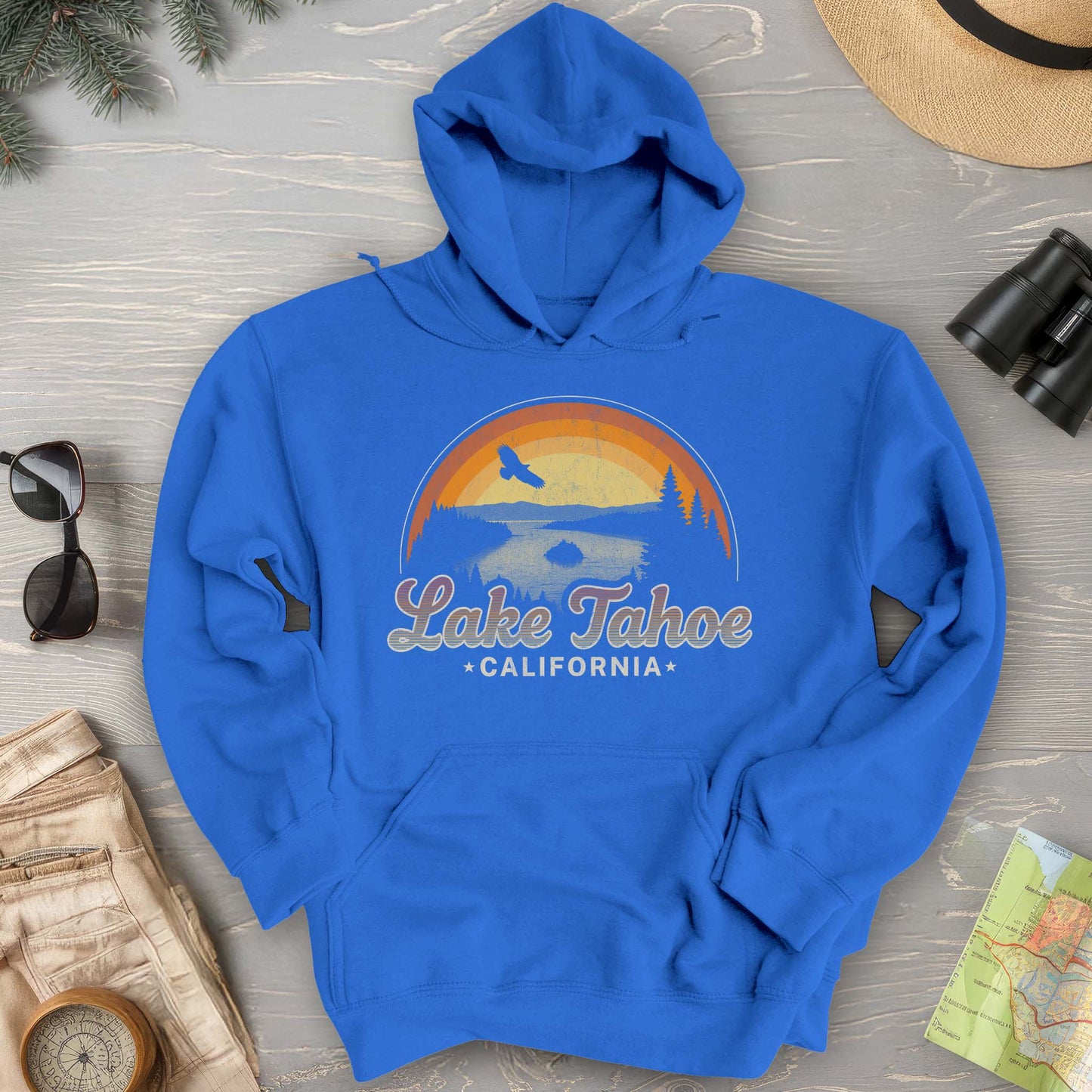 Lake Tahoe Retro Rainbow Hoodie