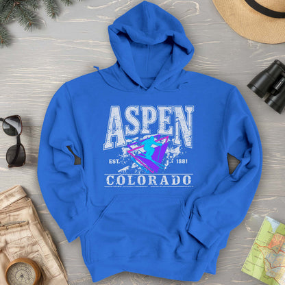 Aspen Colorado Retro 80's Skier Hoodie