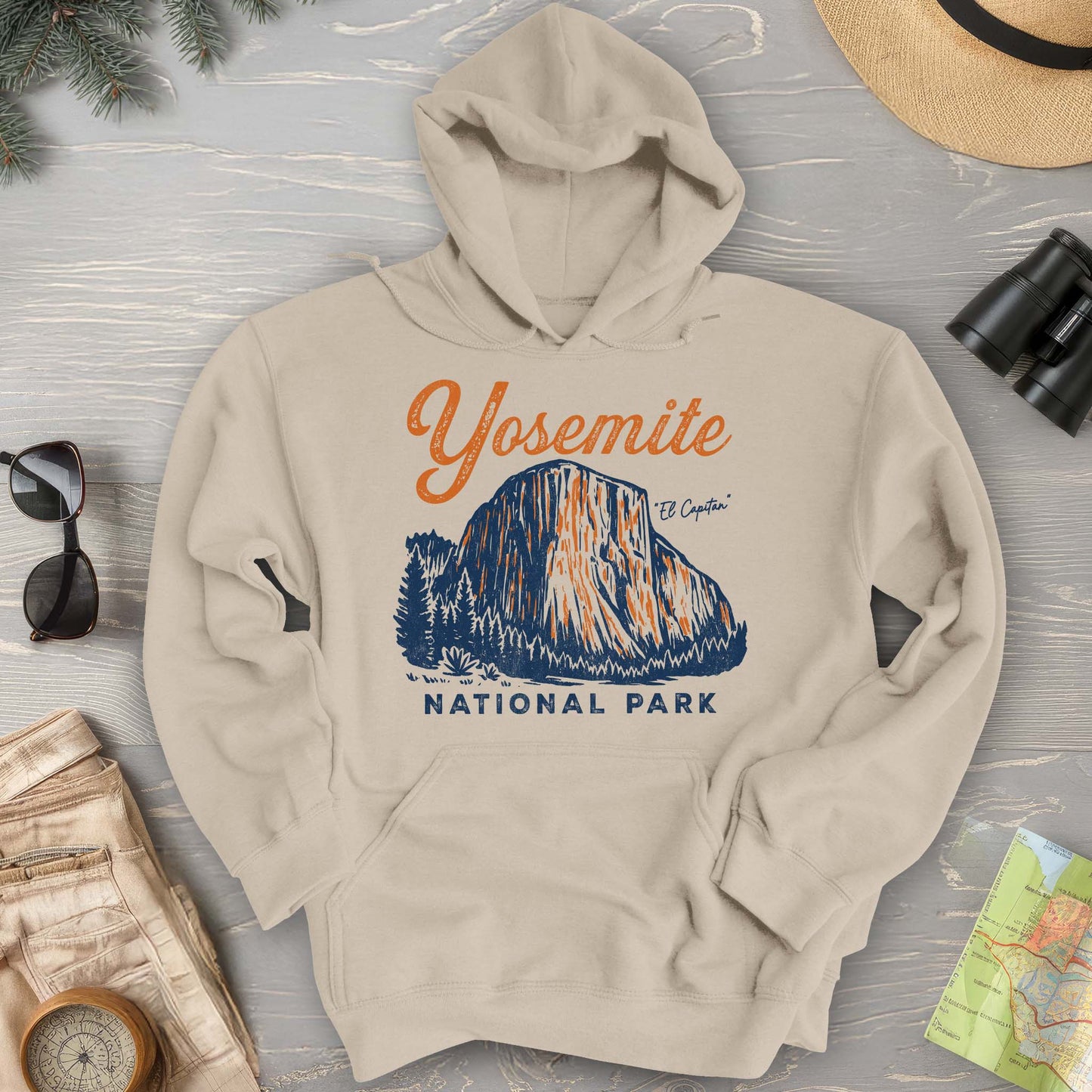Yosemite El Capitan Vintage Sketch Hoodie