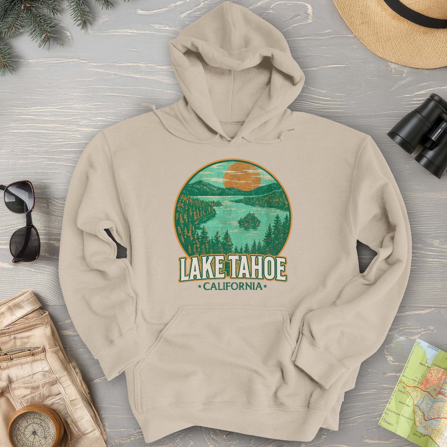 Lake Tahoe Retro Emerald Bay Hoodie