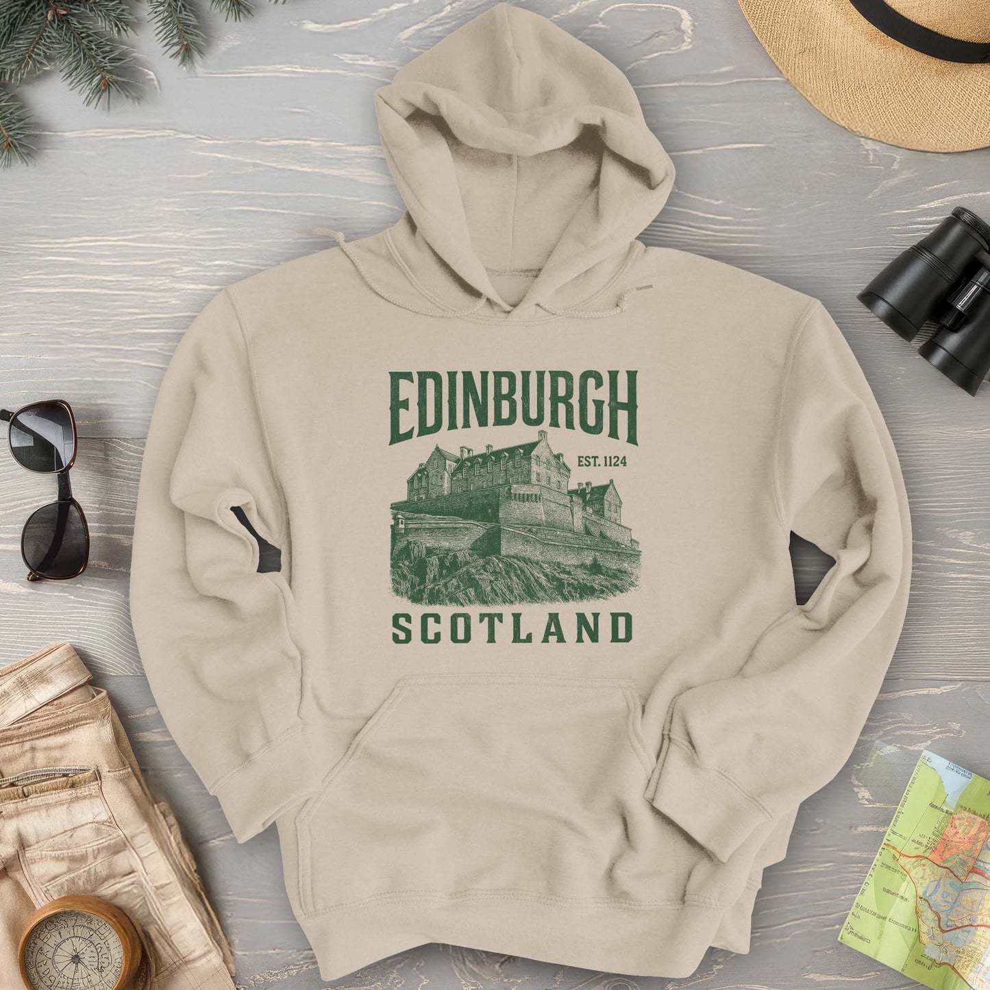 Edinburgh Scotland "Vintage Etching" Hoodie