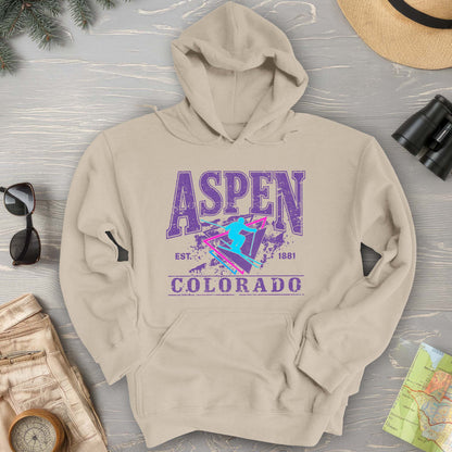 Aspen Colorado Retro 80's Skier Hoodie