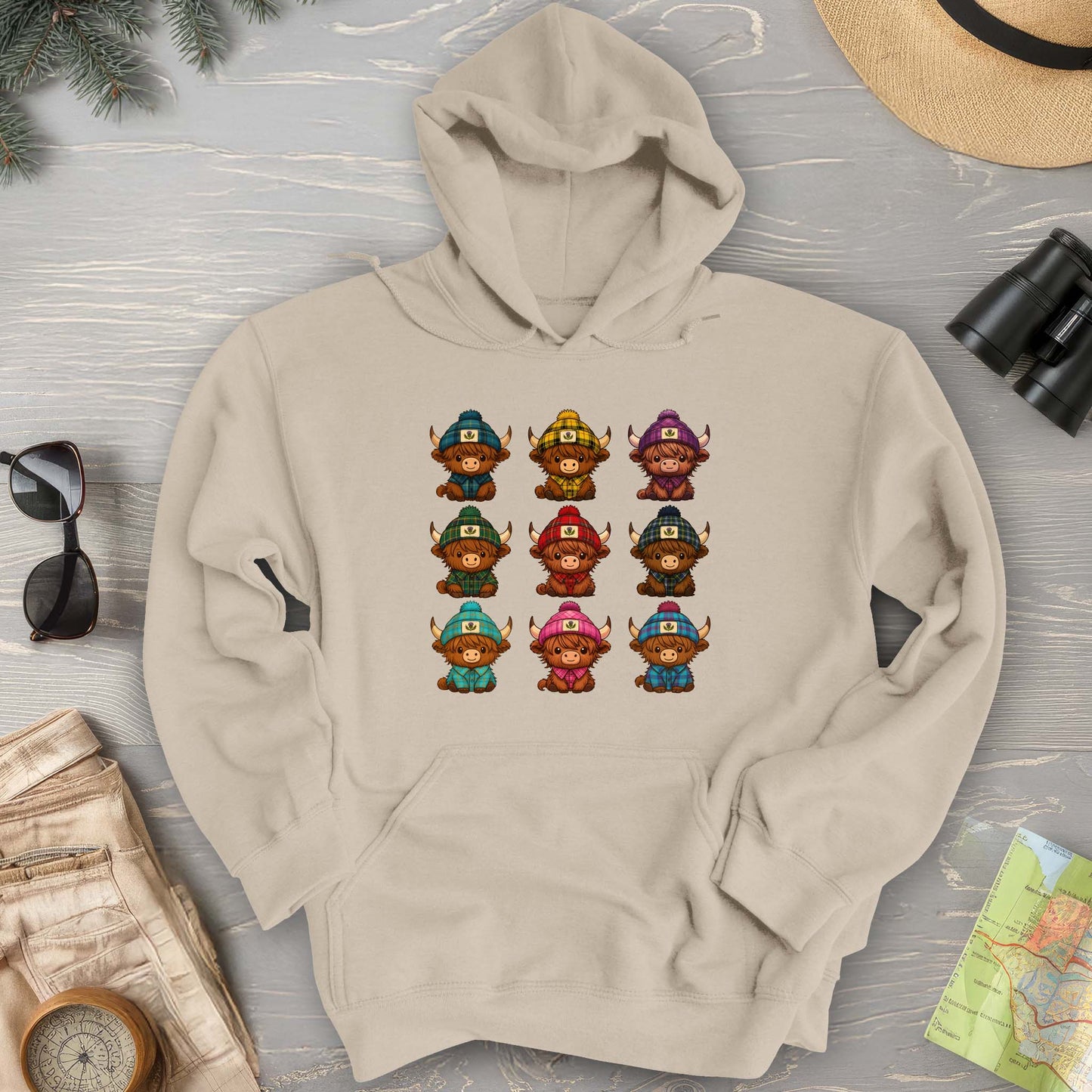 Tartan Highland Cows Hoodie
