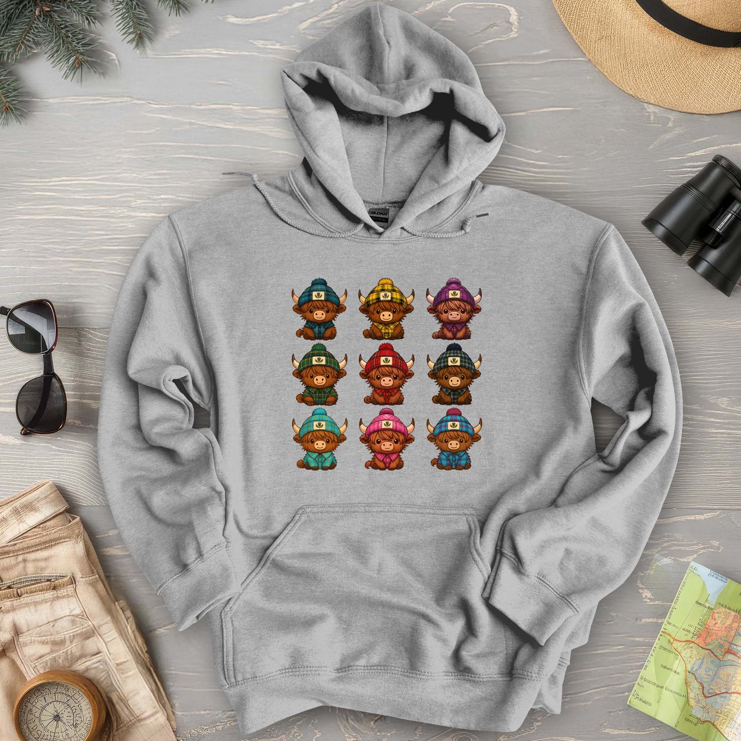 Tartan Highland Cows Hoodie