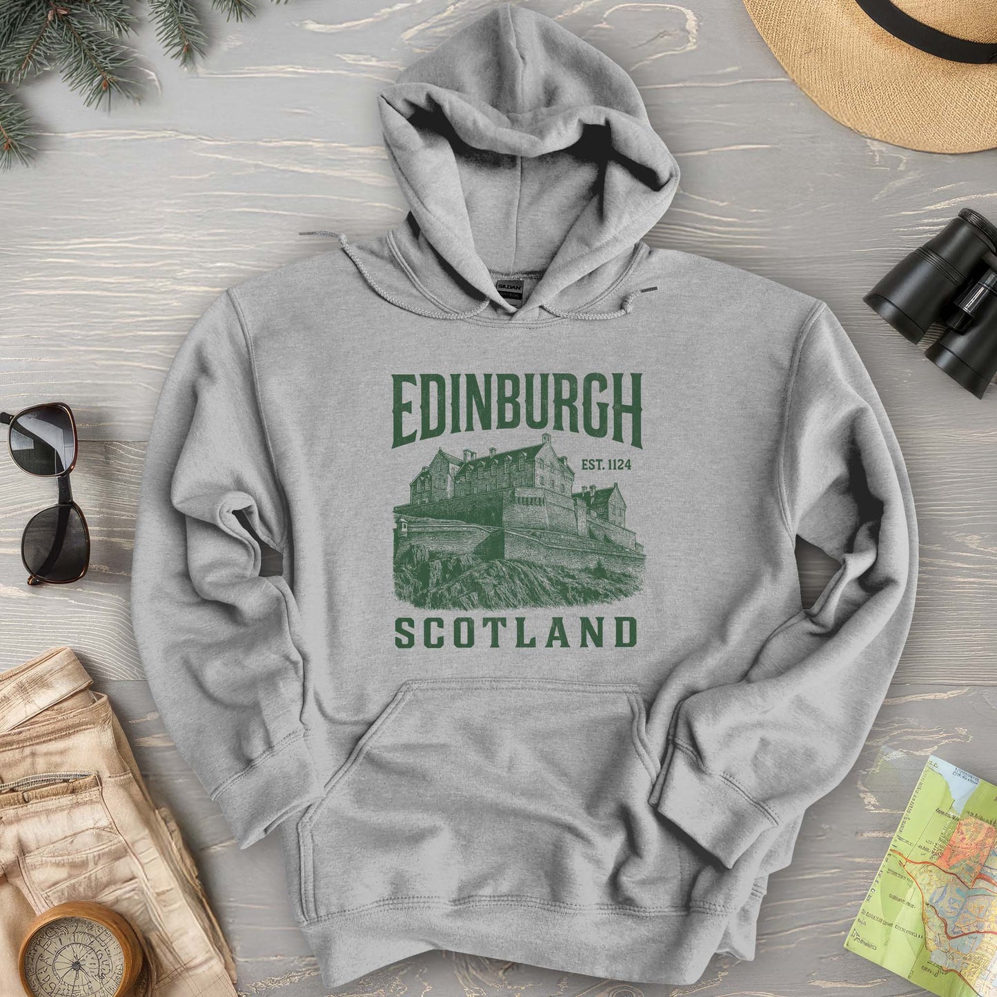 Edinburgh Scotland "Vintage Etching" Hoodie