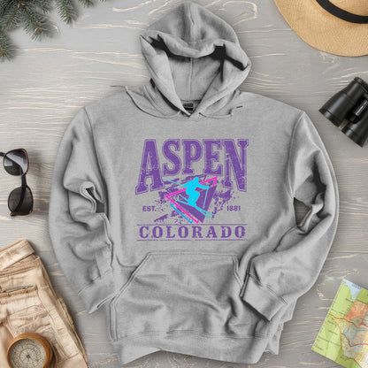 Aspen Colorado Retro 80's Skier Hoodie