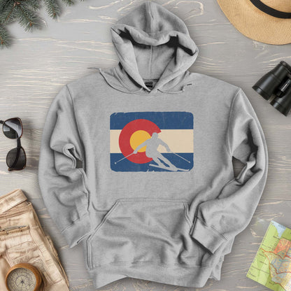 Colorado Flag Skier Hoodie
