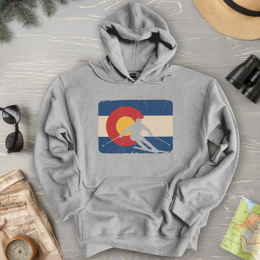 Colorado Flag Skier Hoodie