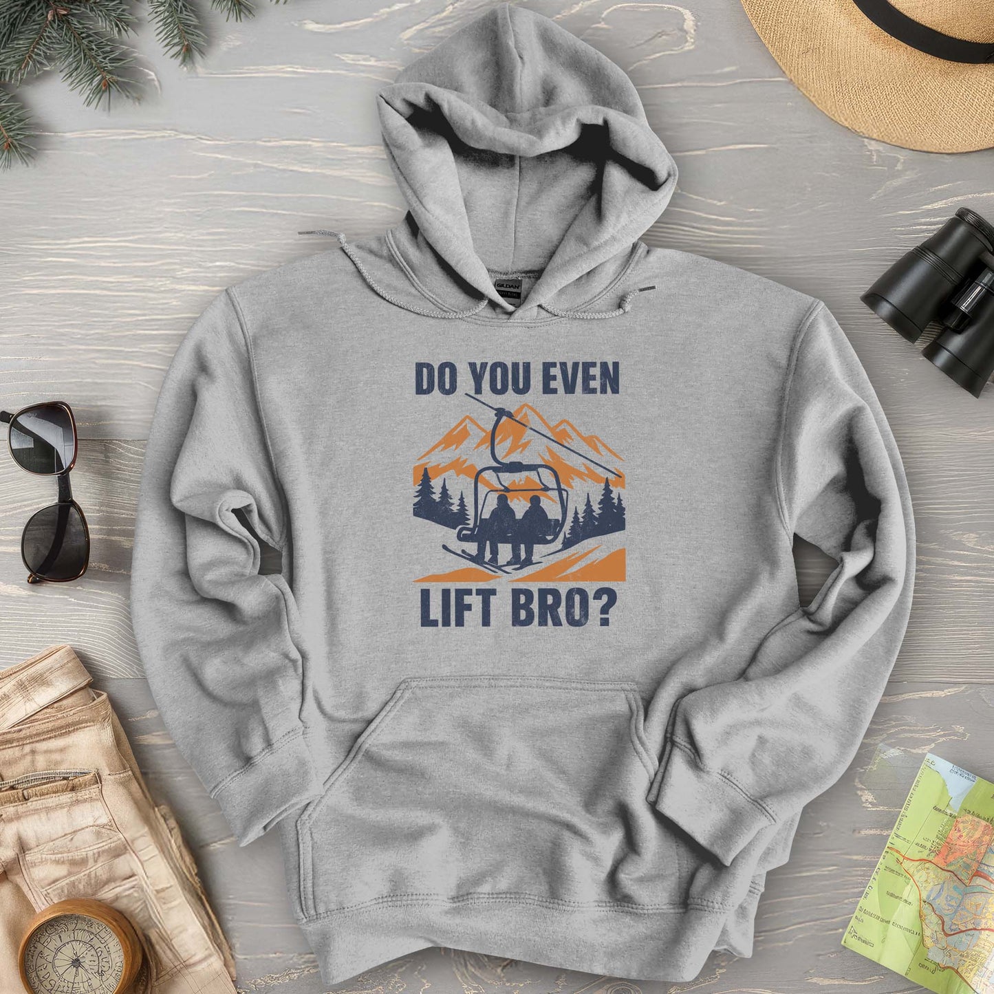 Funny "Do You Even Lift Bro" Ski Lift Hoodie