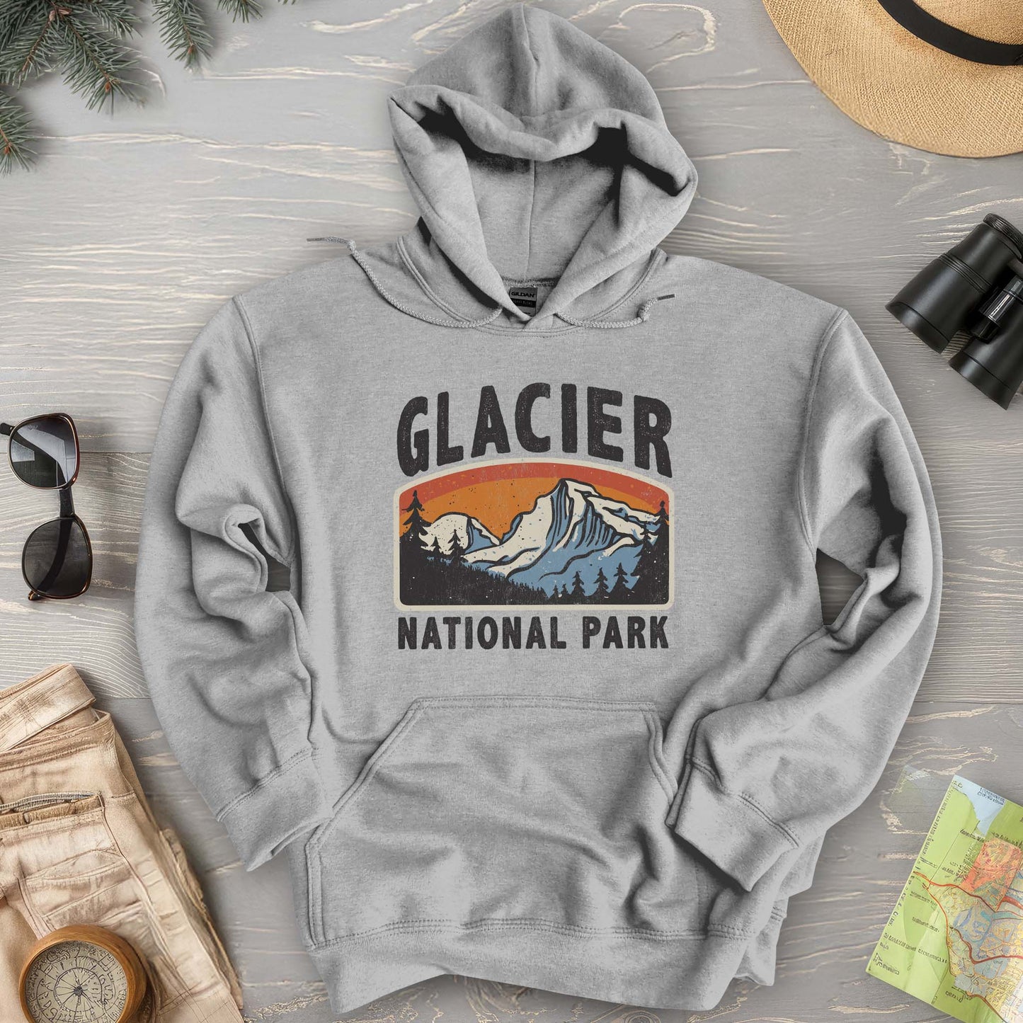 Glacier National Park "Vintage Mountain" Hoodie