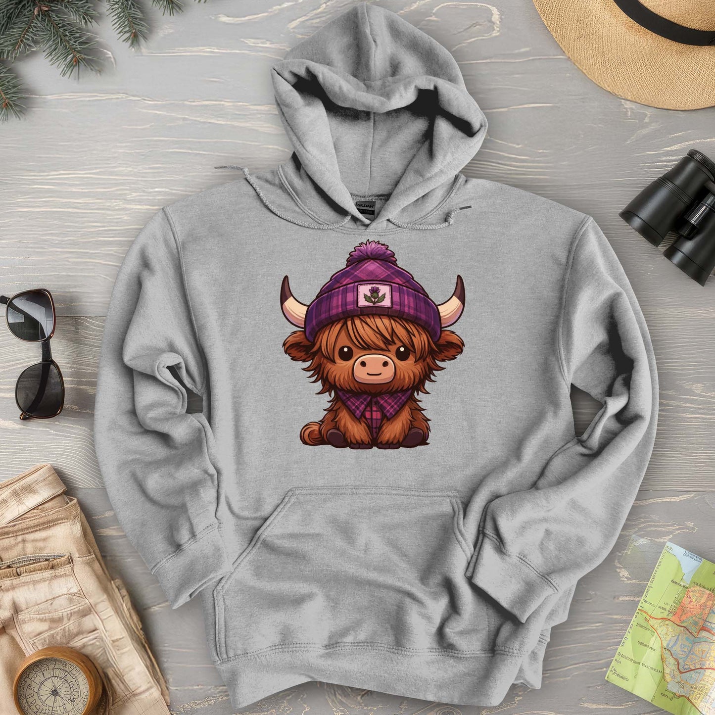 Tartan Highland Cow Hoodie