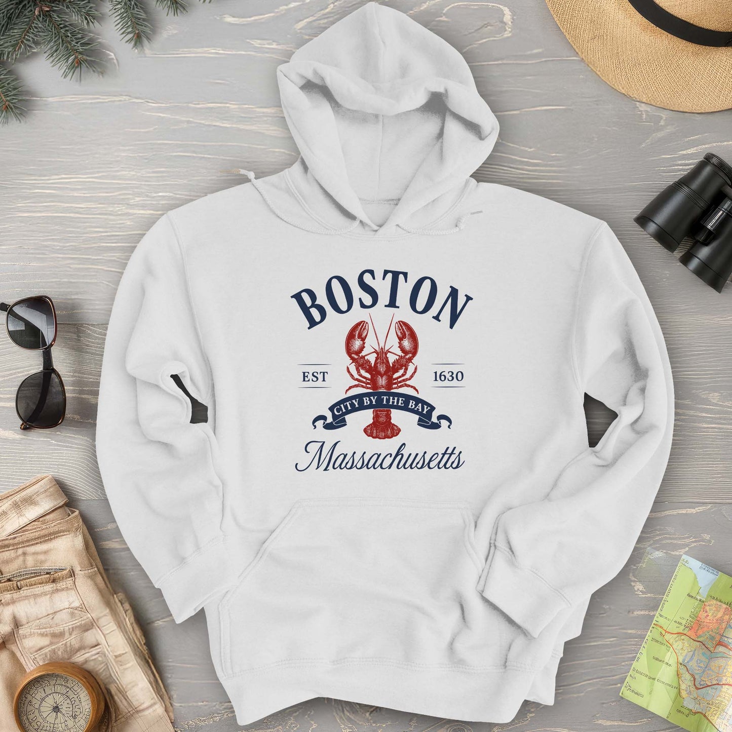 Boston City By the Bay Lobster Hoodie