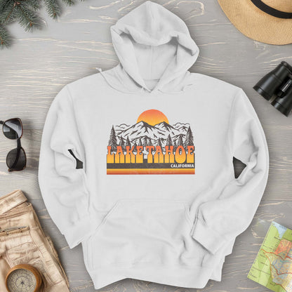 Lake Tahoe California Groovy Sunset Hoodie