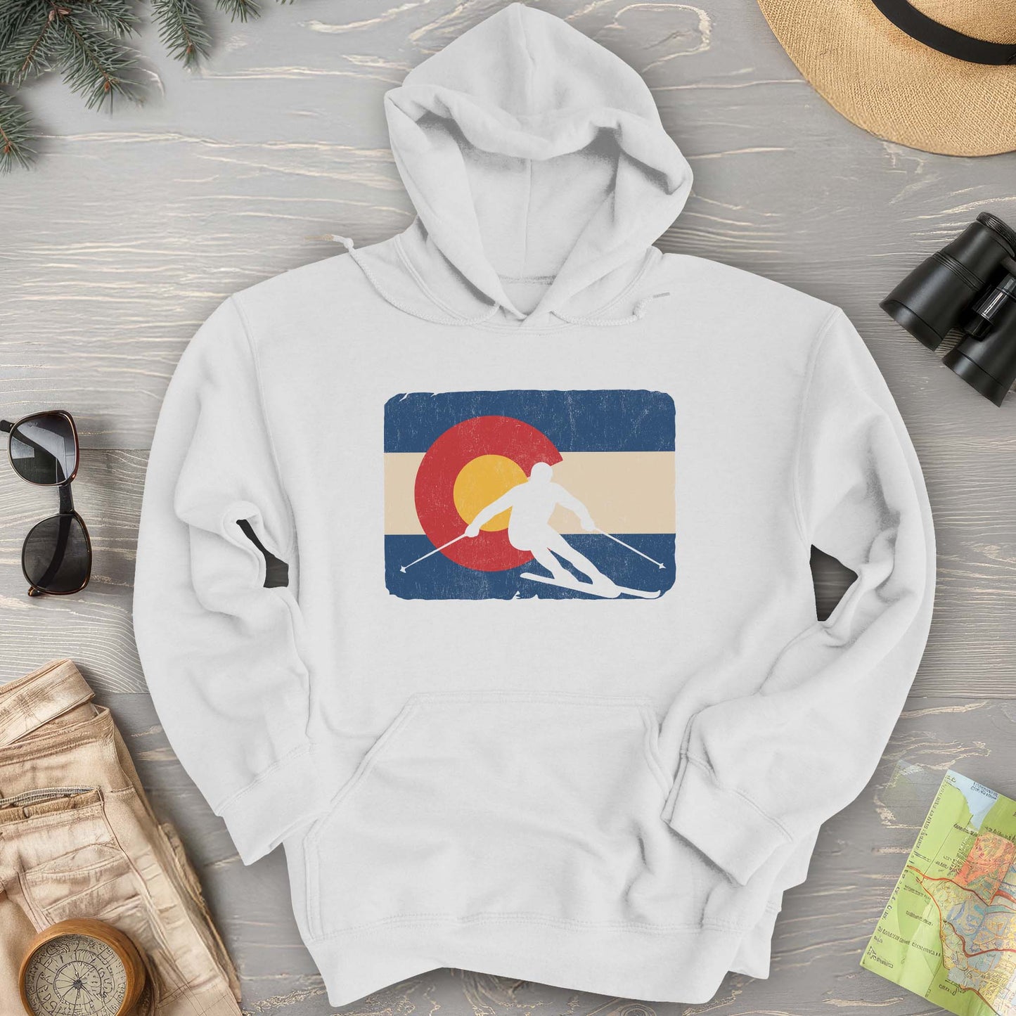 Colorado Flag Skier Hoodie