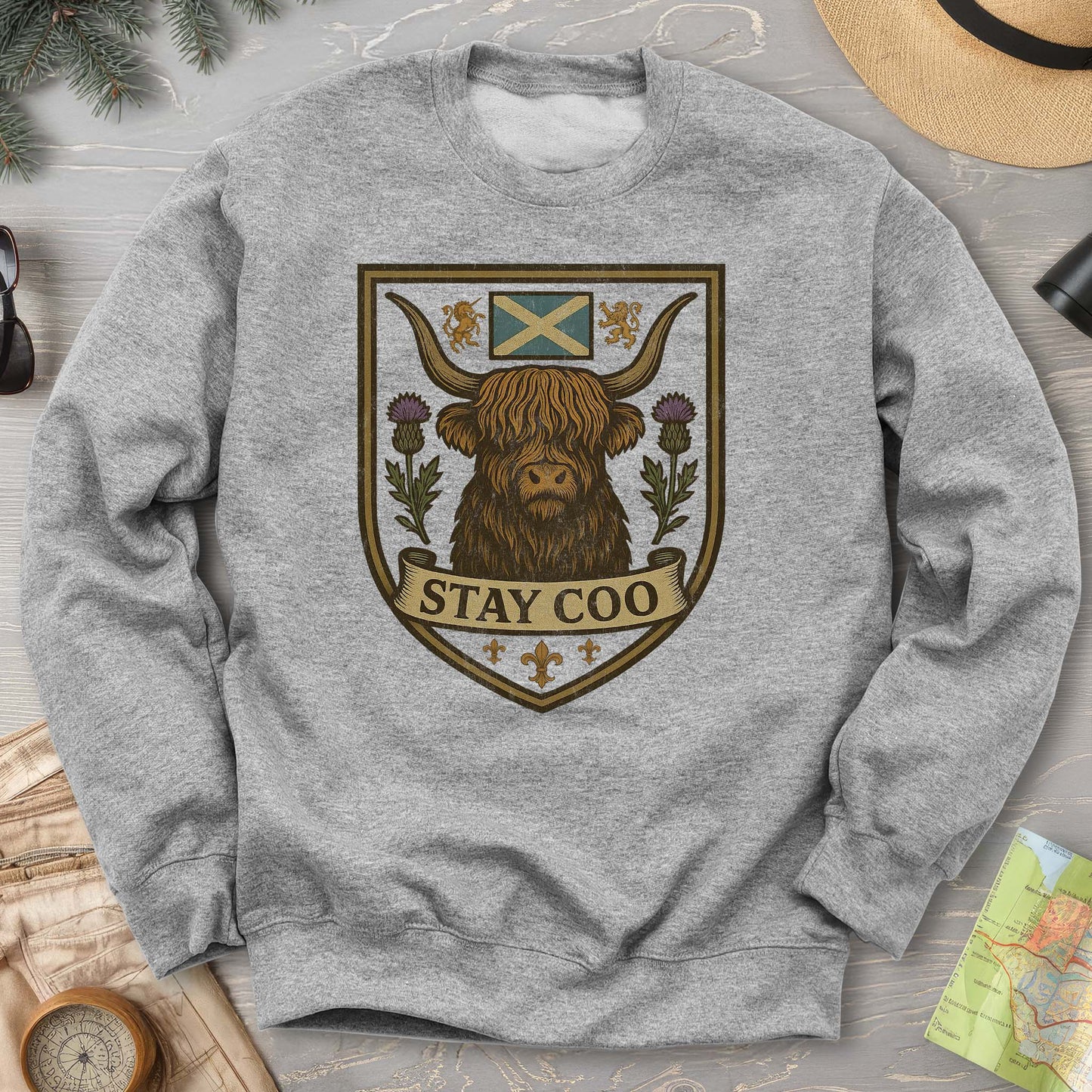 Highland Cow "Scottish Heraldry" Sweatshirt