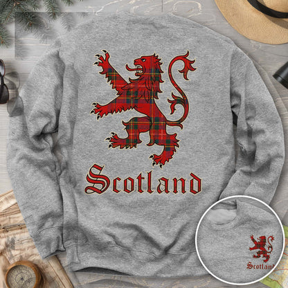 Scotland Tartan Lion Front/Back Print Sweatshirt
