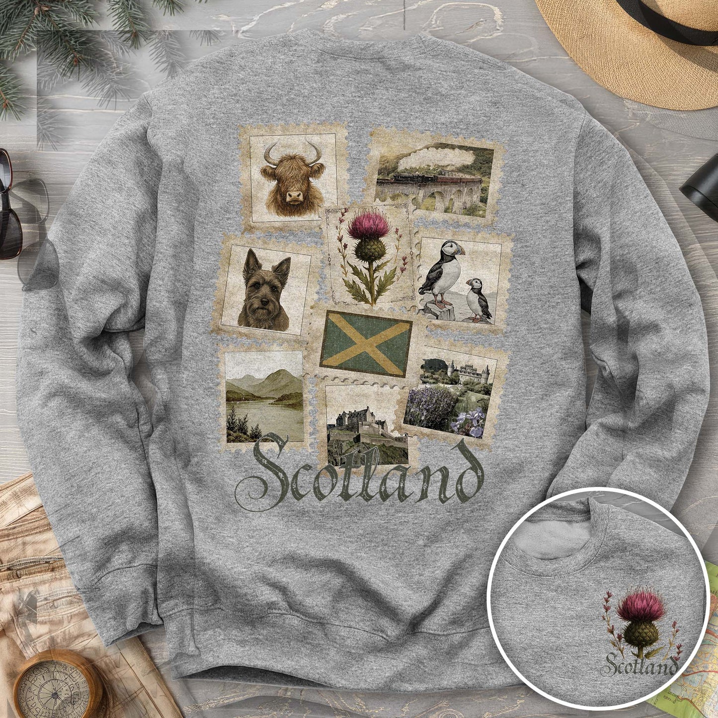 Scotland Vintage Stamps Sweatshirt