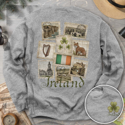 Ireland Vintage Stamps Front/Back Print Sweatshirt