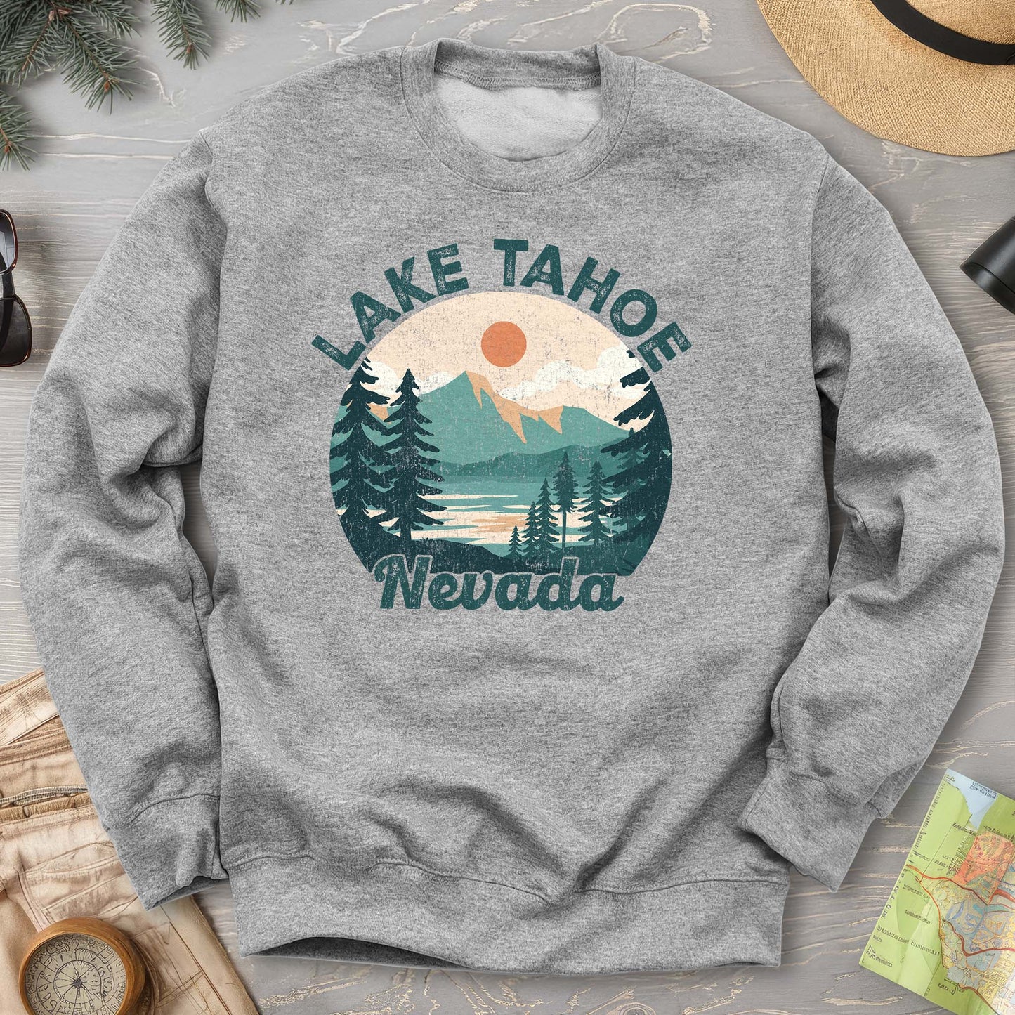 Lake Tahoe Nevada Vintage Circle Sweatshirt