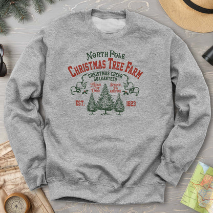 North Pole Christmas Tree Farm Vintage Print Sweatshirt