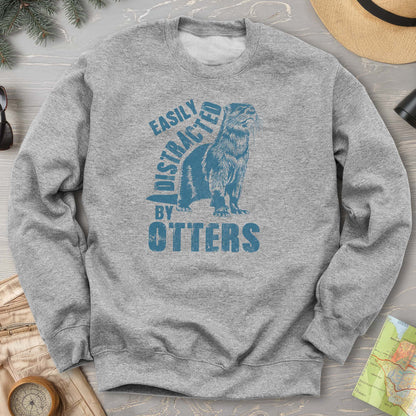 Easily Distracted By Otters Vintage Print Sweatshirt