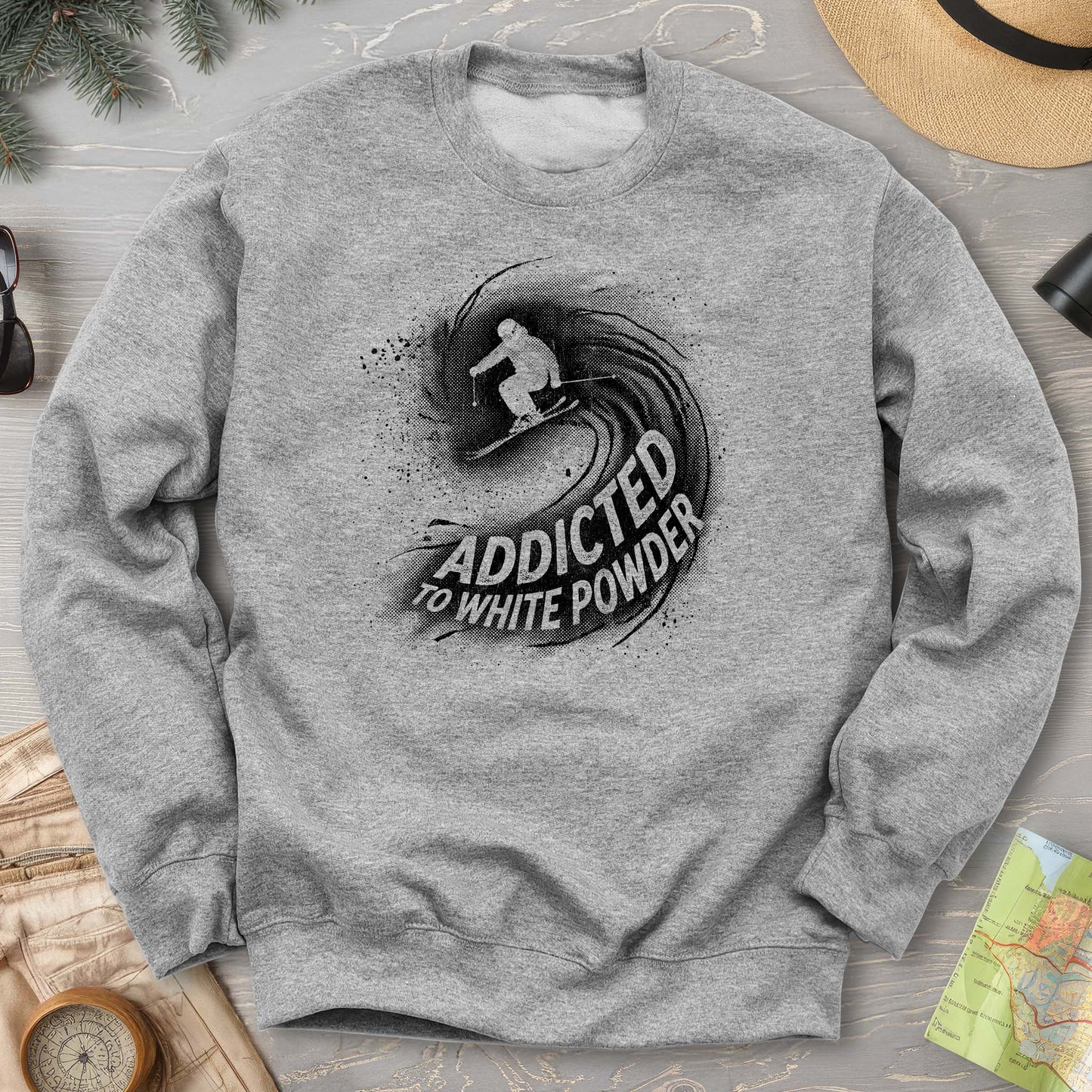 White Powder Skiing  Sweatshirt