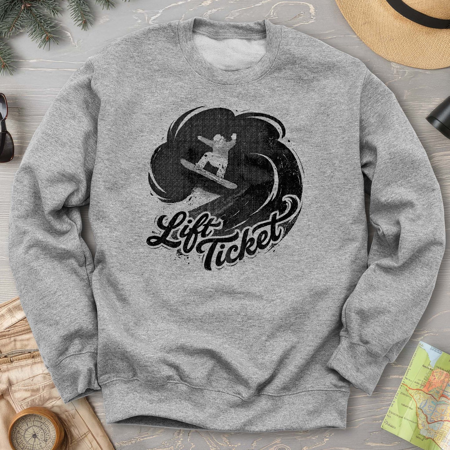 Lift Ticket Snowboard Sweatshirt
