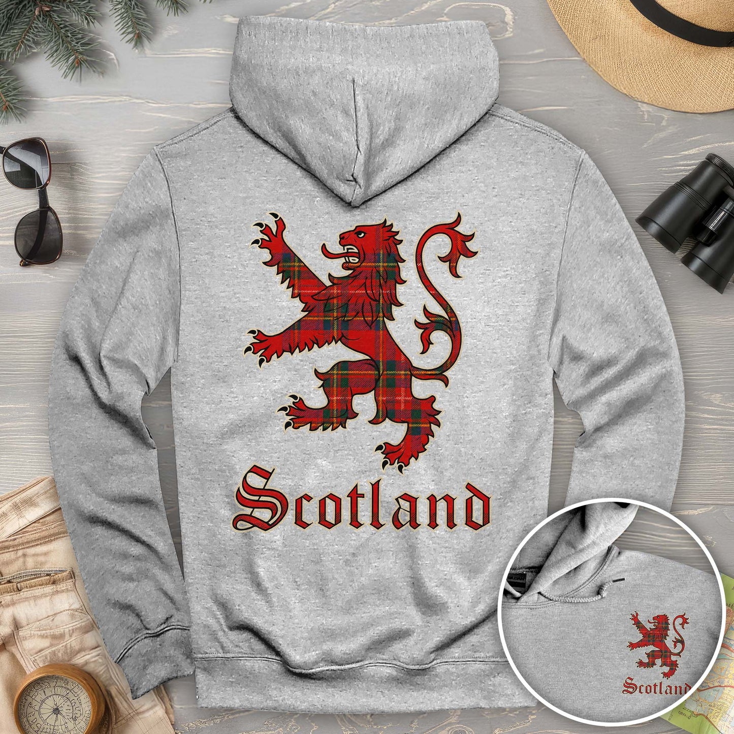 Scotland Tartan Lion Front/Back Print Hoodie