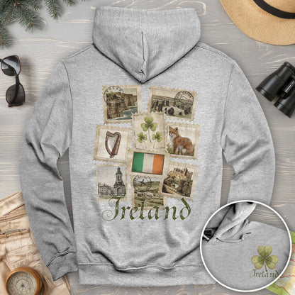 Ireland Vintage Stamps Front/Back Print Hoodie