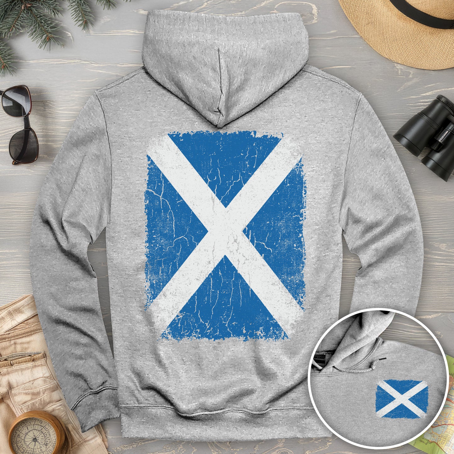 Scotland Distressed Flag Front/Back Print Hoodie