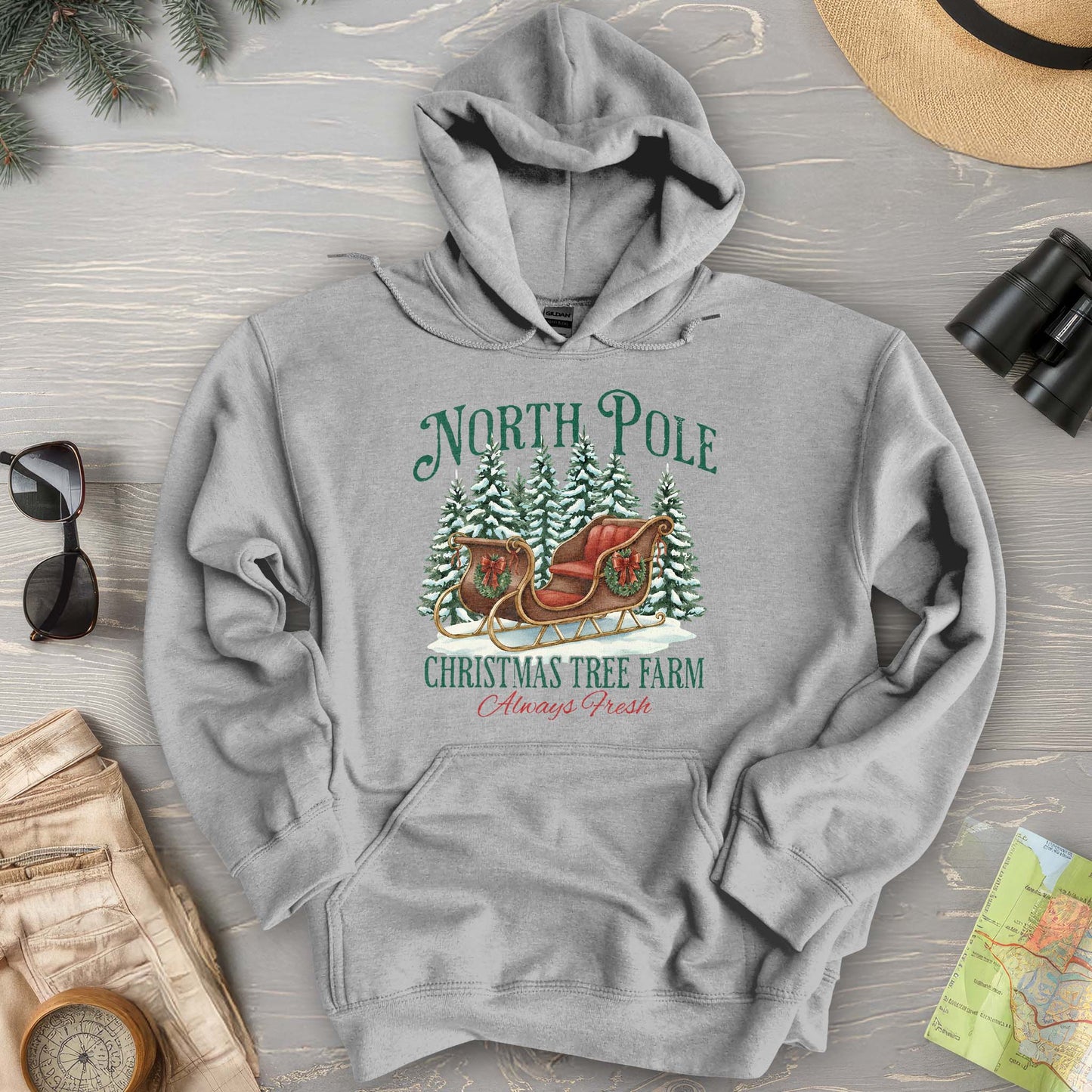 North Pole Christmas Tree Farm Hoodie