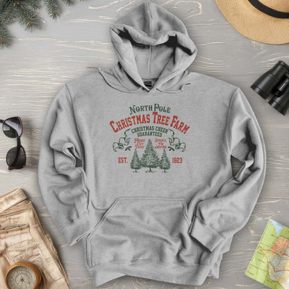 North Pole Christmas Tree Farm Vintage Print Hoodie