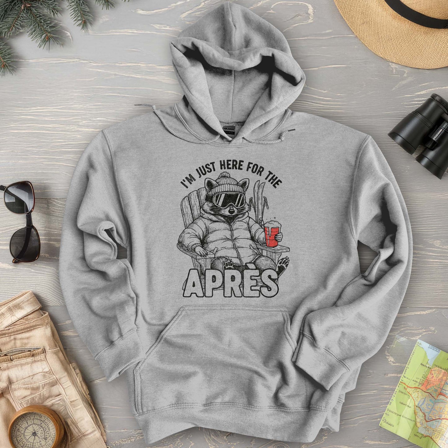Just Here for the Apres "Raccoon" Hoodie