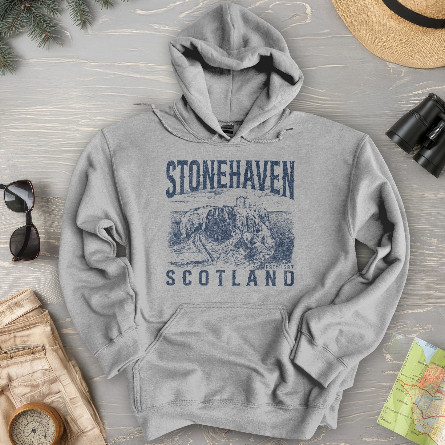 Stonehaven Scotland Sketch Hoodie